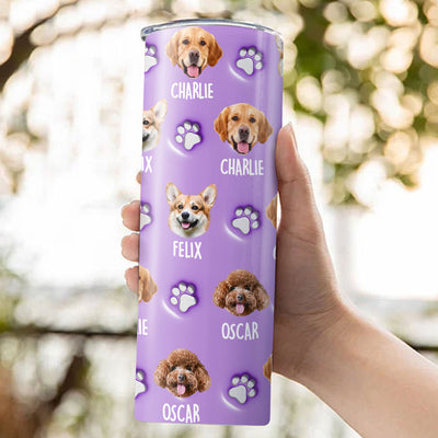 Happy Dog - Personalized Custom 3D Inflated Effect Skinny Tumbler