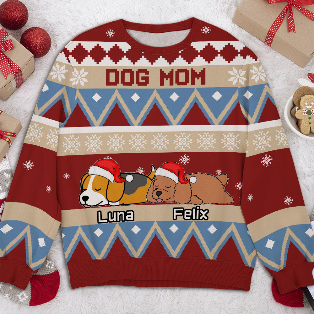 Dog Mom Happy Christmas Custom Personalized Pet Dog Owner Jumper Ugly Sweatshirt