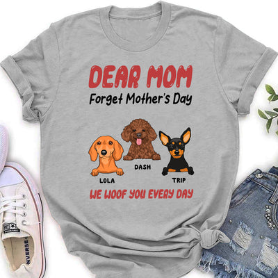 We Woof You Every Day Peeking Dog - Personalized Custom Women's T-shirt