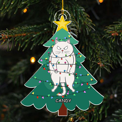 Cat Stuck In Tree - Personalized Custom Acrylic Ornament