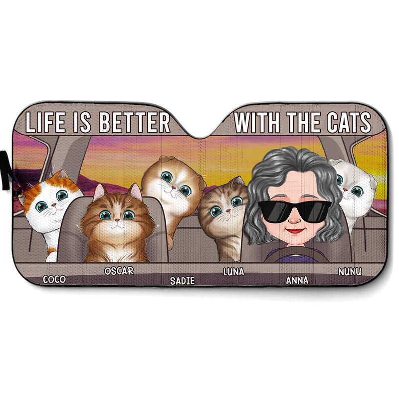 Life Is Better With The Dogs - Personalized Car Sunshade
