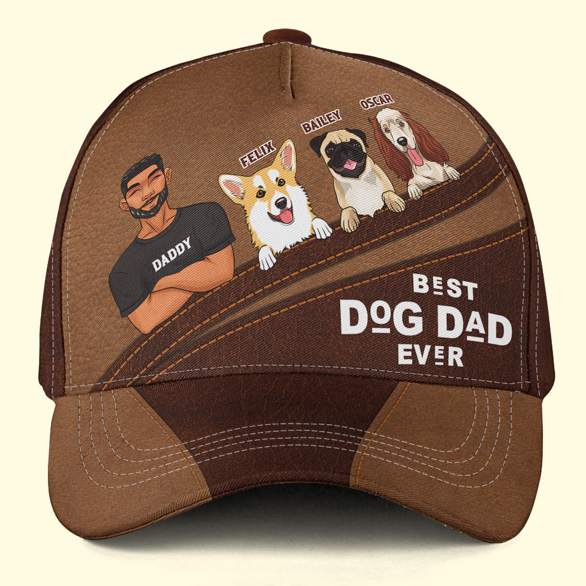 Dope Dog Dad - Personalized Custom Baseball Cap 3D