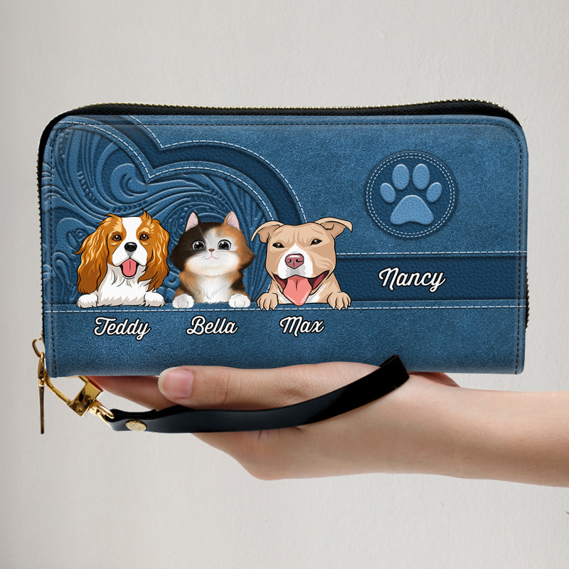 Cute Dogs And Cats Aesthetic Pattern - Personalized Custom Leather Wallet