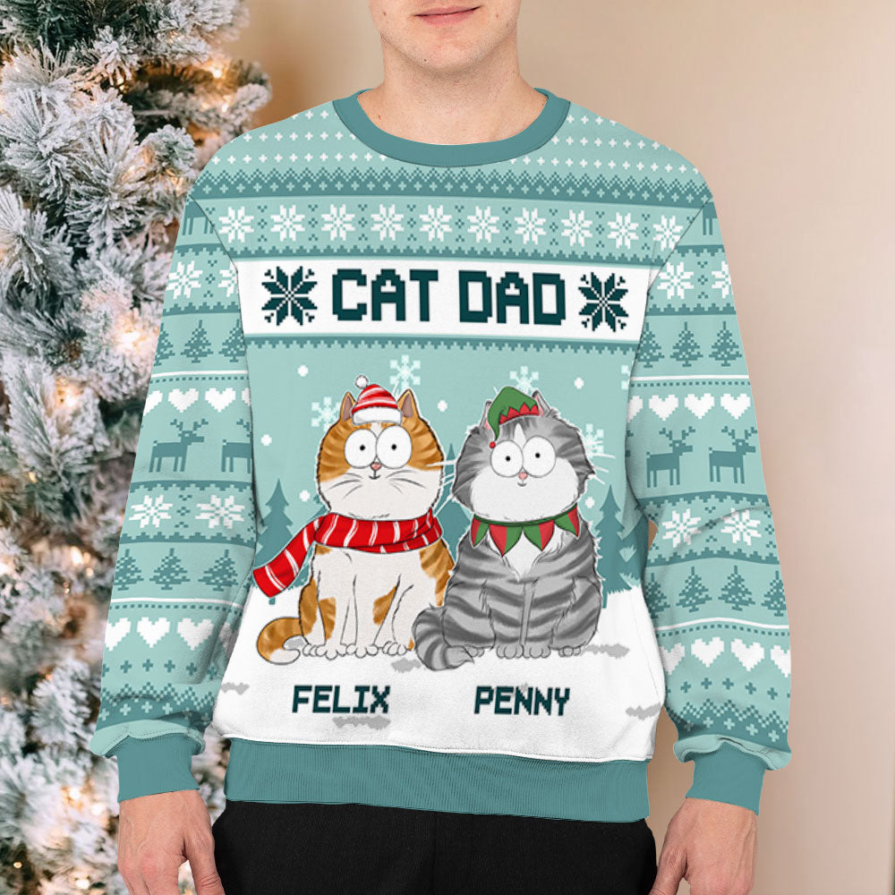 Funny Cat Mom Personalized Custom Pet Christmas Ugly Sweatshirt
