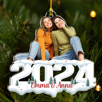 Custom Photo Besties, Siblings - Joy of Christmas 2024 - Personalized Custom Acrylic Ornament