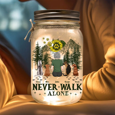 My Dogs Walk With Me - Personalized Custom Mason Jar Light