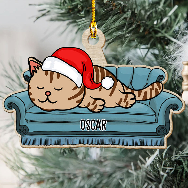 Sofa cat - Personalized Custom 1-layered Wood Ornament