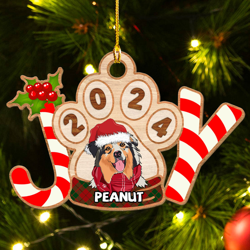 Joyful Dog 2024 - Personalized Custom 1-layered Wood Ornament