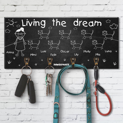 Living The Dream - Personalized Custom Wooden Key Holder