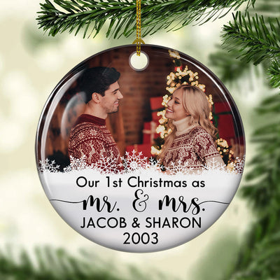 Our 1st Christmas - Personalized Custom Circle Ceramic Christmas Ornament