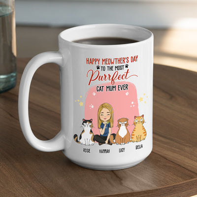 To The Most Purrfect Cat Mom - Personalized Custom Coffee Mug