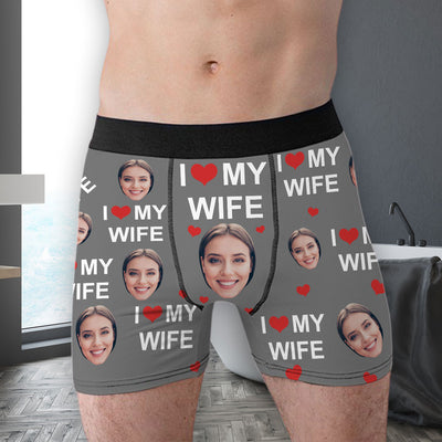 I Love My Wife - Personalized Photo Men's Boxer Briefs