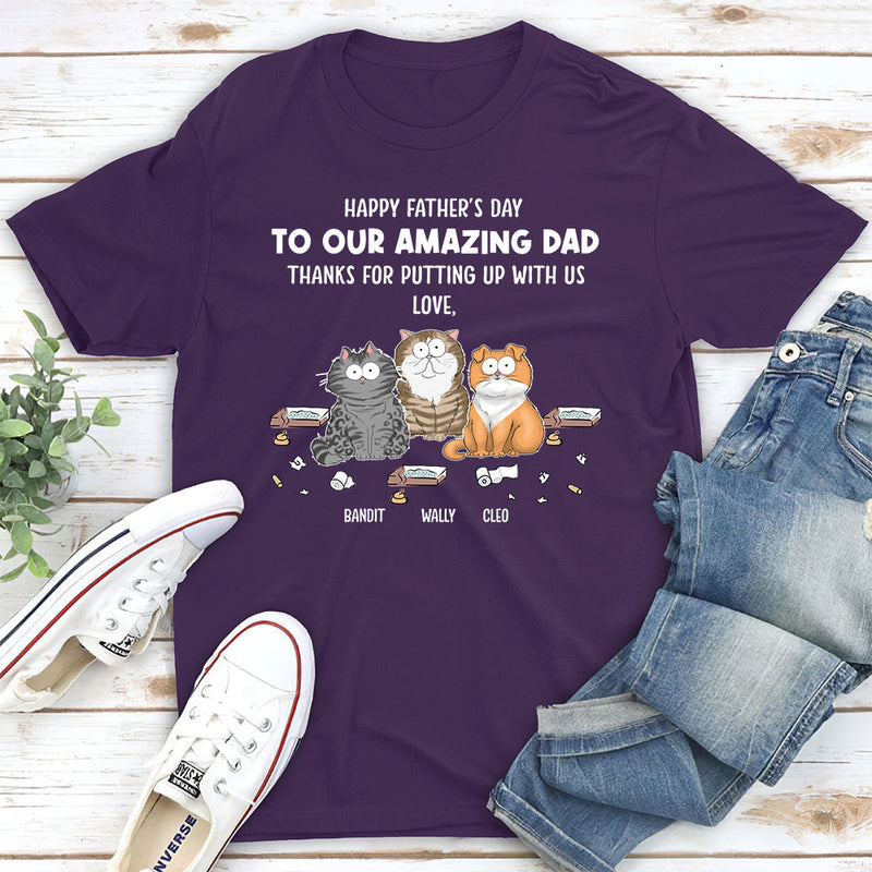 Cat Thanks For Dad - Personalized Custom Unisex T-shirt