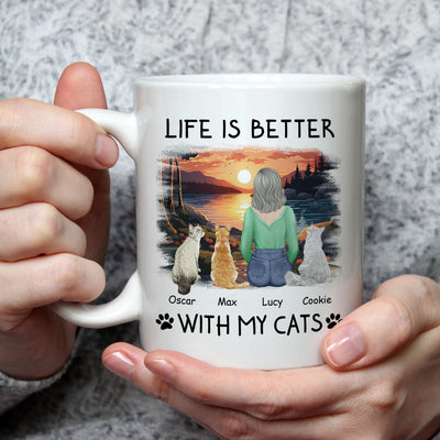 Better With Cats - Personalized Custom Coffee Mug