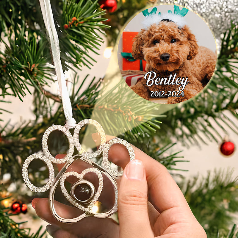 You Left Your Paw Prints On My Heart - Personalized Custom Photo Pet Paw Projection Ornament