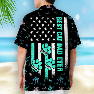 Best Cat Dad Ever Paw - Personalized Custom Hawaiian Shirt