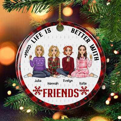 Better With Besties - Personalized Custom Circle Ceramic Christmas Ornament