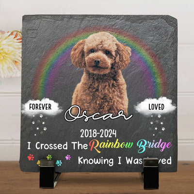 I Crossed The Rainbow Bridge - Personalized Custom Pet Memorial Stone