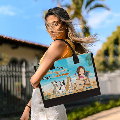 Dog Beach Days - Personalized Custom Canvas Tote Bag