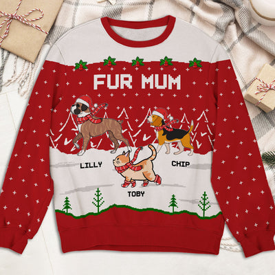 Dog Cat In Snow - Personalized Custom All-Over-Print Sweatshirt