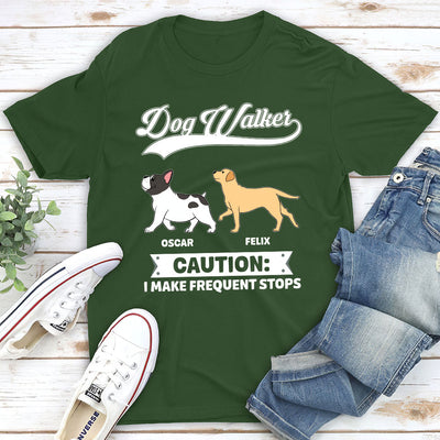 Dog Walker Caution - Personalized Custom Unisex T-shirt