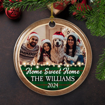 Home Sweet Home - Personalized Custom Circle Ceramic Christmas Ornament