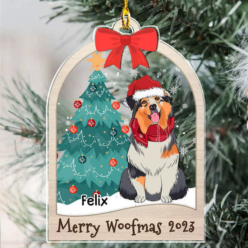 Christmas Tree And Dog - Personalized Custom Acrylic Ornament