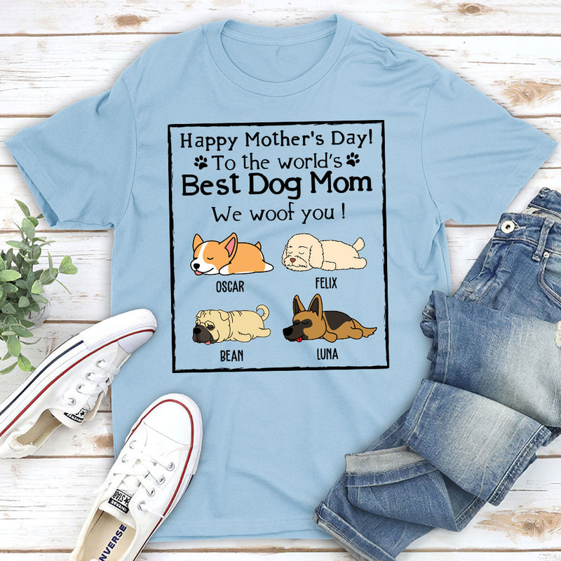 Woof Best Dog Mom - Personalized Custom Unisex T-shirt