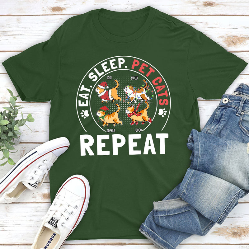 Pet Cat Repeat - Personalized Custom Unisex T-shirt