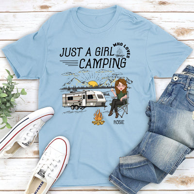 Girl Loves Camping - Personalized Custom Unisex T-shirt