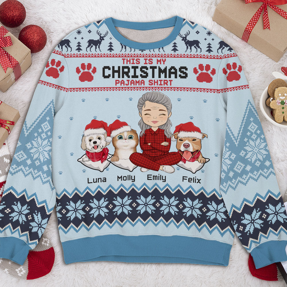 Christmas Pawjama Custom Pet Lover Personalized Snowing Jumper Ugly Sweatshirt
