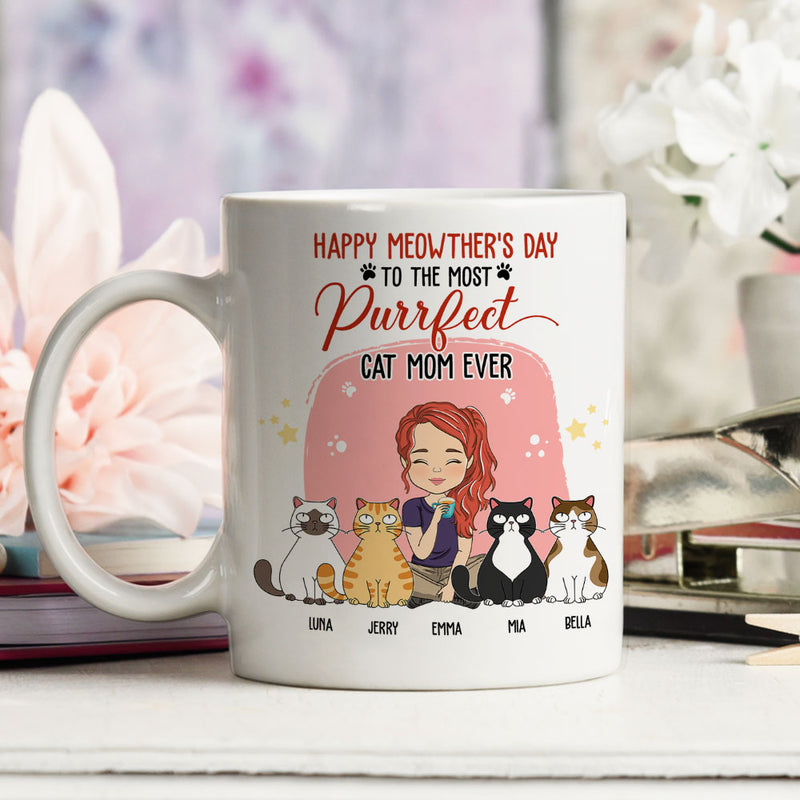 To The Most Purrfect Cat Mom - Personalized Custom Coffee Mug