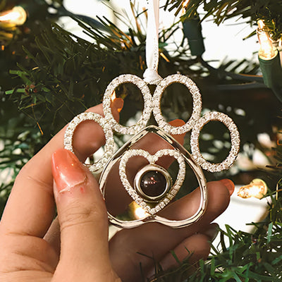 You Left Your Paw Prints On My Heart - Personalized Custom Photo Pet Paw Projection Ornament