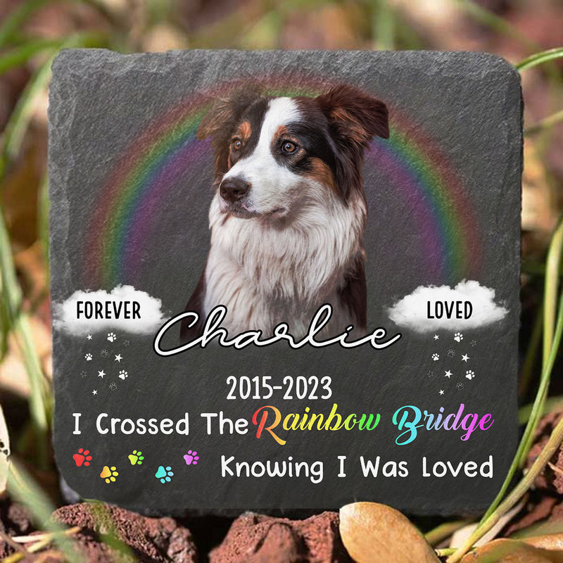 I Crossed The Rainbow Bridge - Personalized Custom Pet Memorial Stone