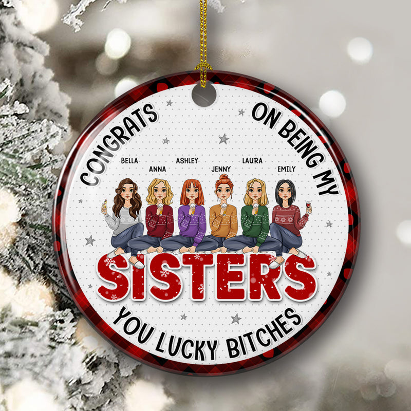 Congrats My Bestie - Personalized Custom Circle Ceramic Christmas Ornament