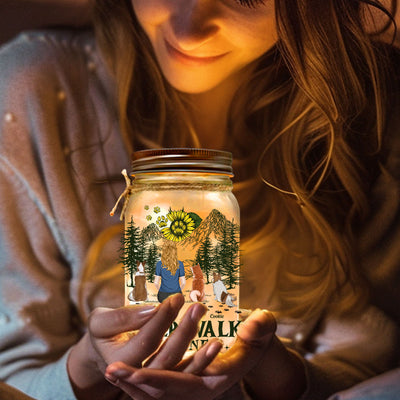 My Dogs Walk With Me - Personalized Custom Mason Jar Light