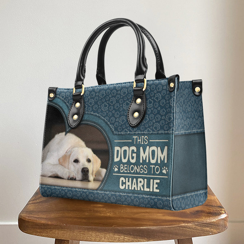 Mom Belongs To Me - Personalized Custom Leather Bag
