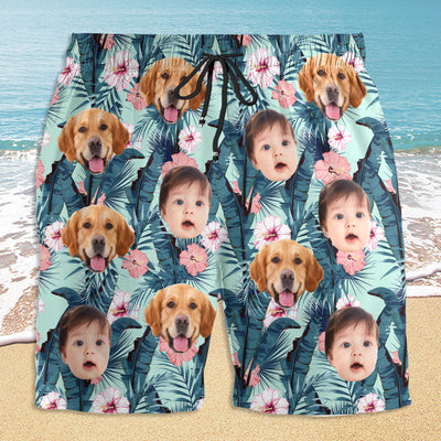 Custom Photo Tropical Vibes Only - Personalized Custom Beach Shorts