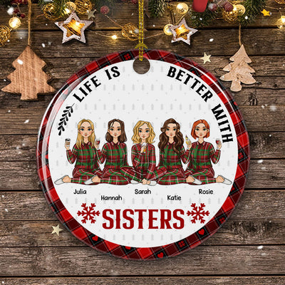 Better With Besties - Personalized Custom Circle Ceramic Christmas Ornament