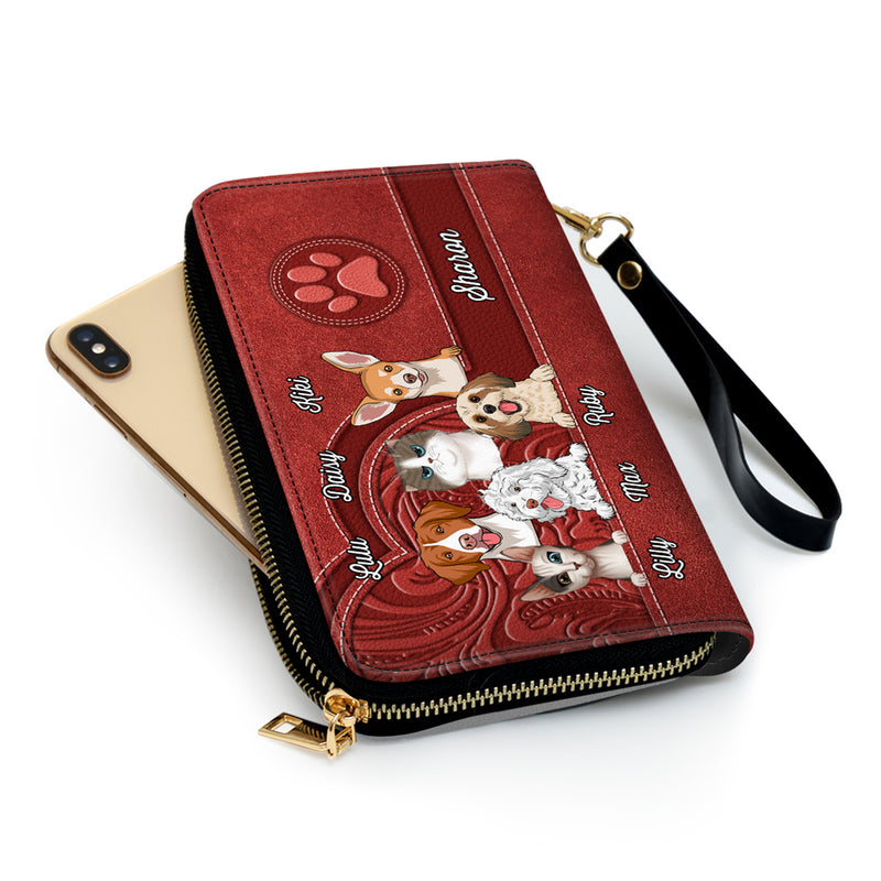 Cute Dogs And Cats Aesthetic Pattern - Personalized Custom Leather Wallet