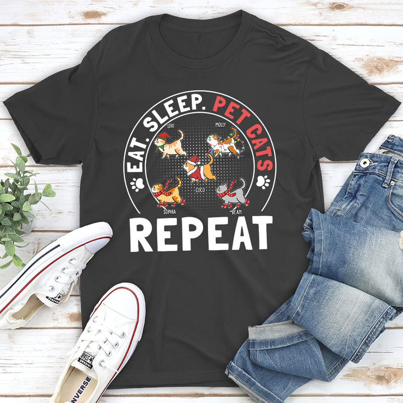 Pet Cat Repeat - Personalized Custom Unisex T-shirt