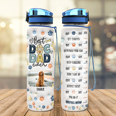 My Best Dog Dad - Personalized Custom 3D Inflated Effect Water Tracker Bottle