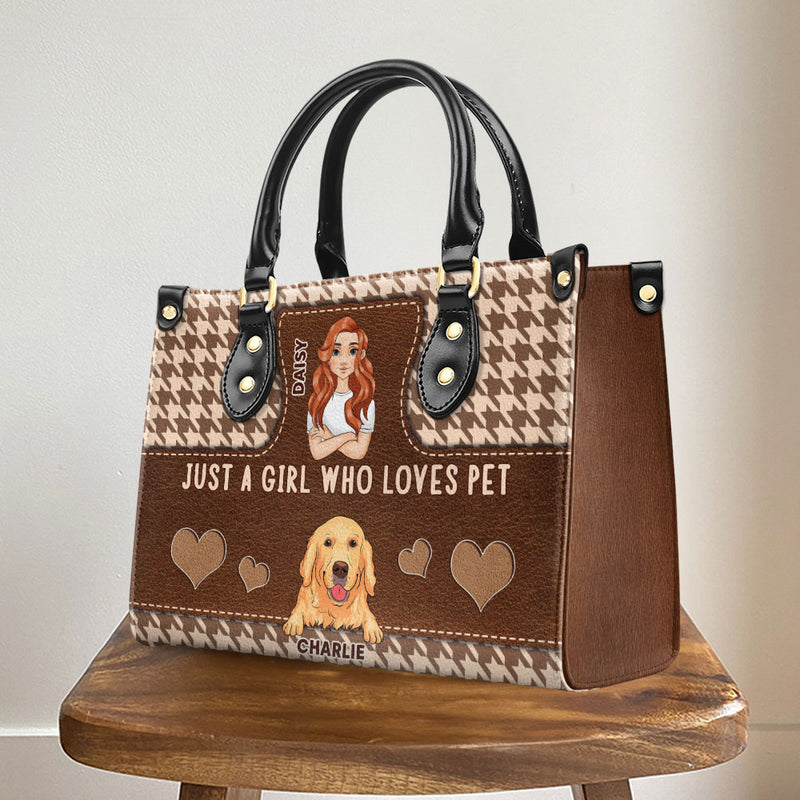 Girl With Pets - Personalized Custom Leather Bag