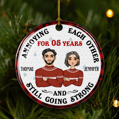 For Years - Personalized Custom Circle Ceramic Christmas Ornament