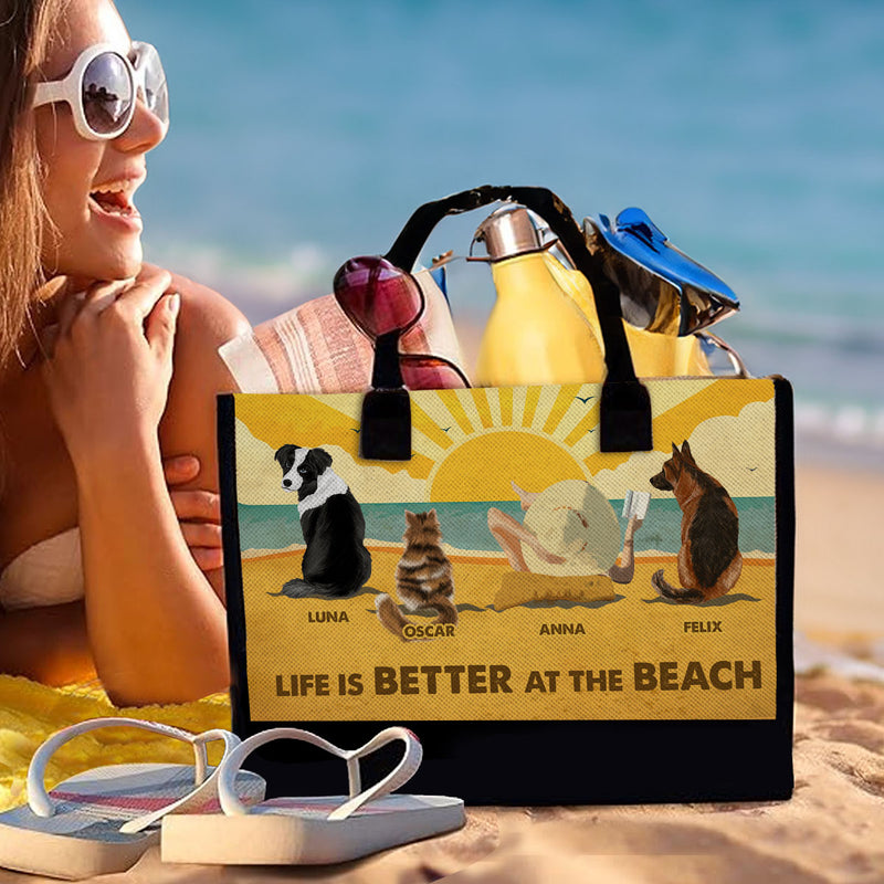 Life Is Better At The Beach With Pet - Personalized Custom Canvas Tote Bag