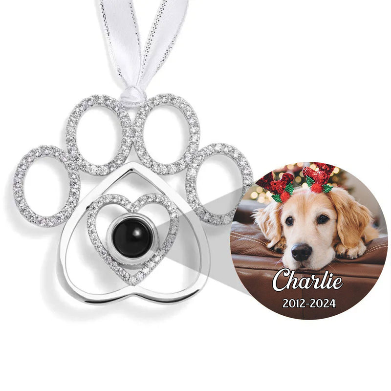 You Left Your Paw Prints On My Heart - Personalized Custom Photo Pet Paw Projection Ornament