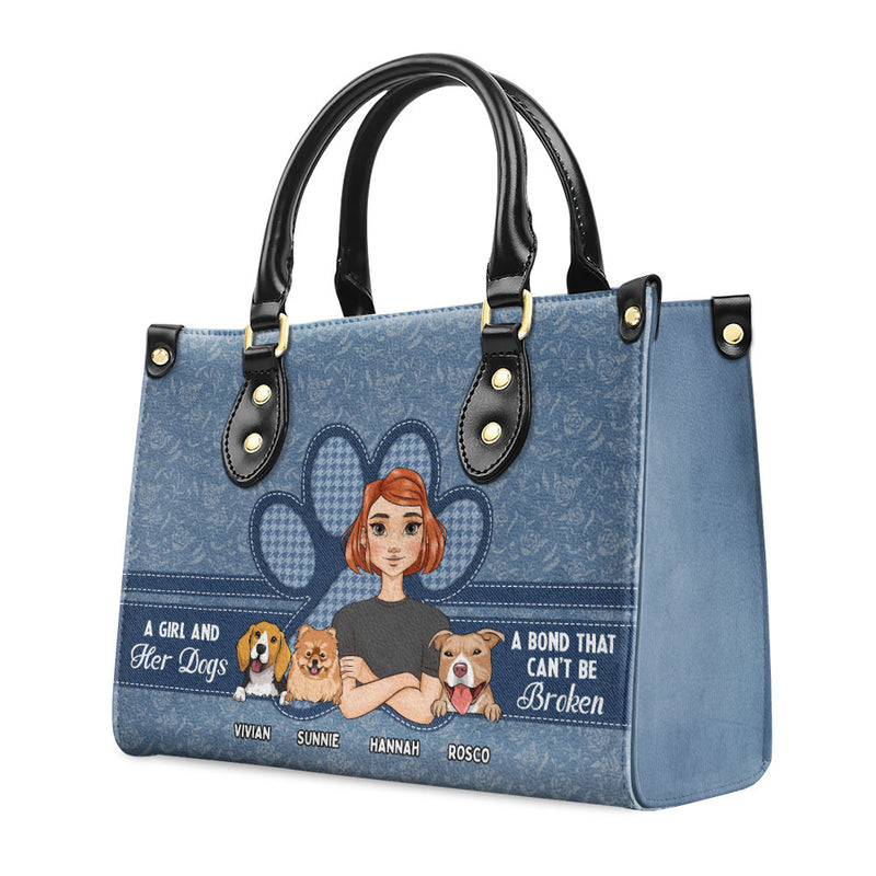 A Girl And Her Dog - Personalized Custom Leather Bag