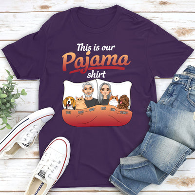 Couple Pajama With Pet - Personalized Custom Unisex T-shirt