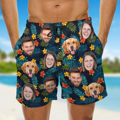 Custom Photo Tropical Vibes Only - Personalized Custom Beach Shorts