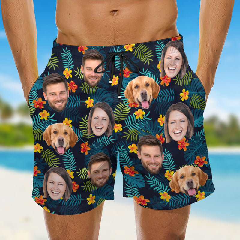 Custom Photo Tropical Vibes Only - Personalized Custom Beach Shorts